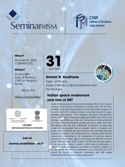 Seminario - L'Indian Institute of Space Science and Technology, IIST, e la ricerca spaziale indiana